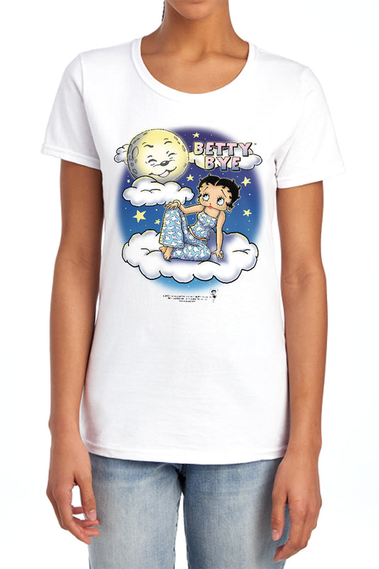Betty Boop - Betty Bye - Short Sleeve Womens Tee - White T-shirt