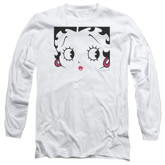 Betty Boop - Close Up - Long Sleeve Adult 18/1 - White T-shirt