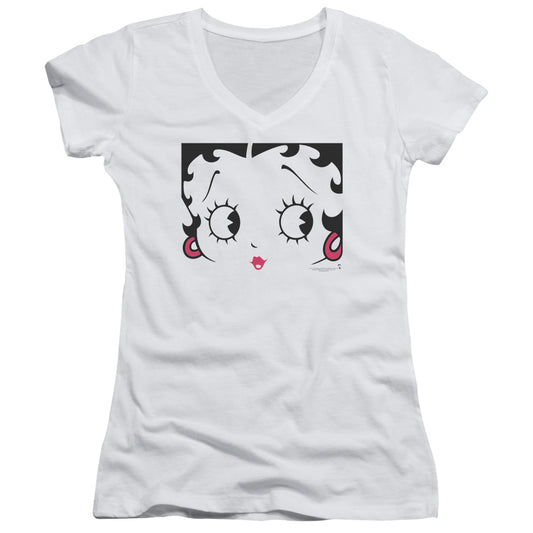 Betty Boop - Close Up - Junior V-neck - White
