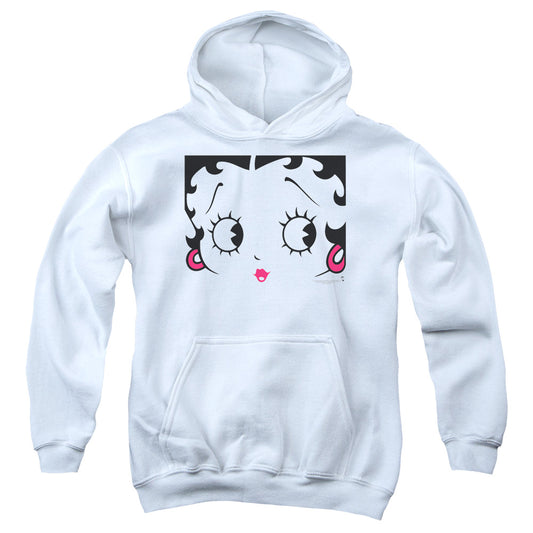 Betty Boop Close Up-youth Pull-over Hoodie - White