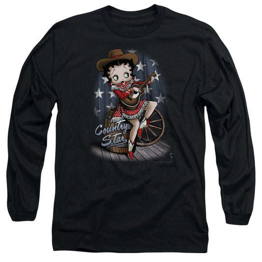 Betty Boop - Country Star - Long Sleeve Adult 18/1 - Black T-shirt