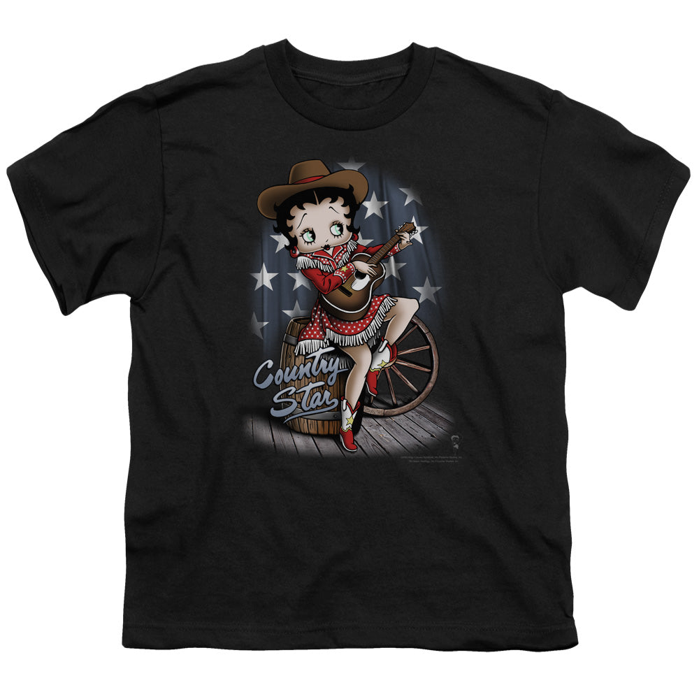 Betty Boop - Country Star - Short Sleeve Youth 18/1 - Black T-shirt