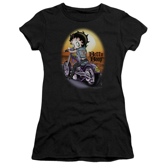 Betty Boop - Wild Biker - Short Sleeve Junior Sheer - Black T-shirt