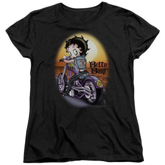 Betty Boop - Wild Biker - Short Sleeve Womens Tee - Black T-shirt