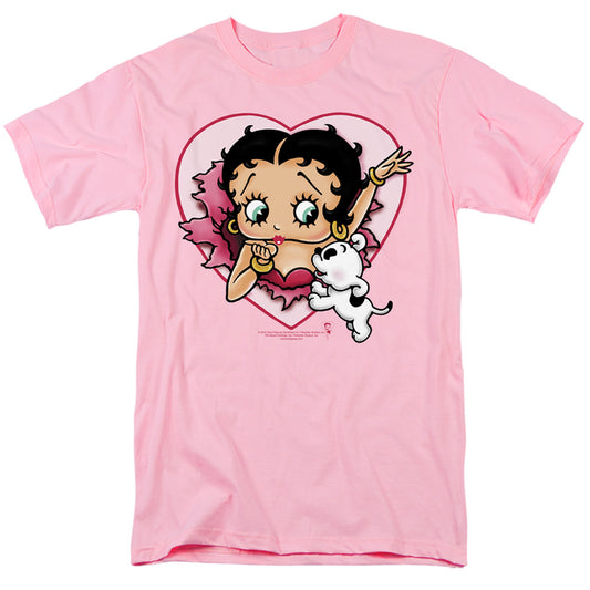 Betty Boop - I Love Betty - Short Sleeve Adult 18/1 - Pink T-shirt