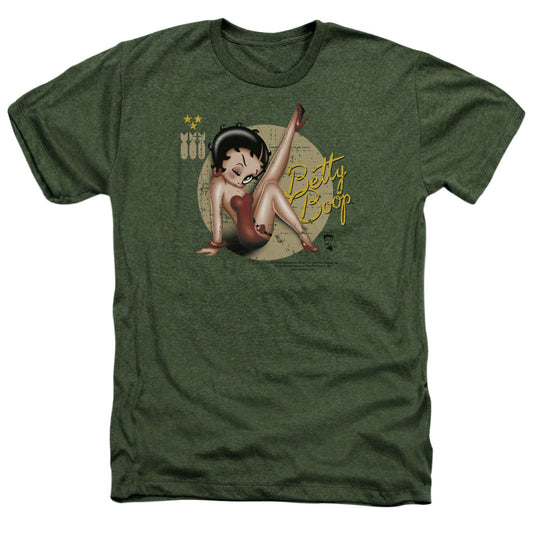 Betty Boop - Nose Art - Adult Heather - Military Green