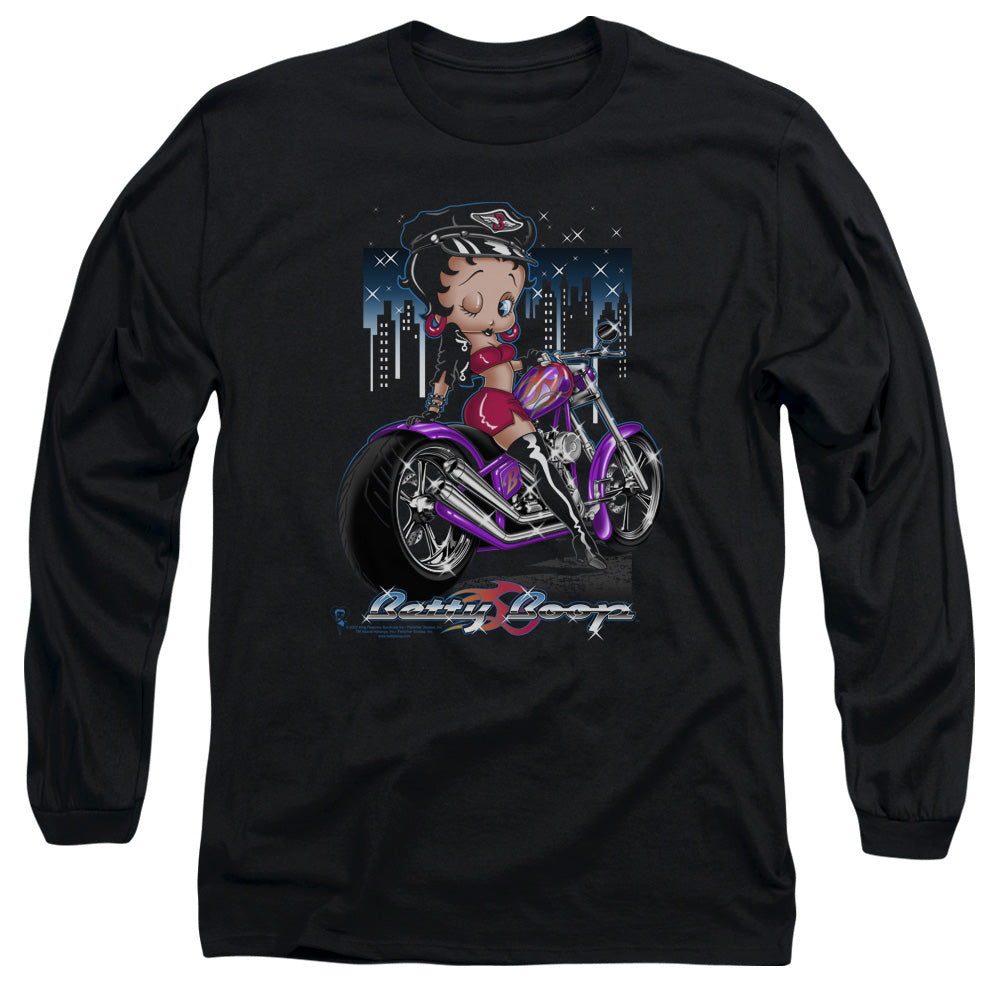 Betty Boop - City Chopper - Long Sleeve Adult 18/1 - Black T-shirt