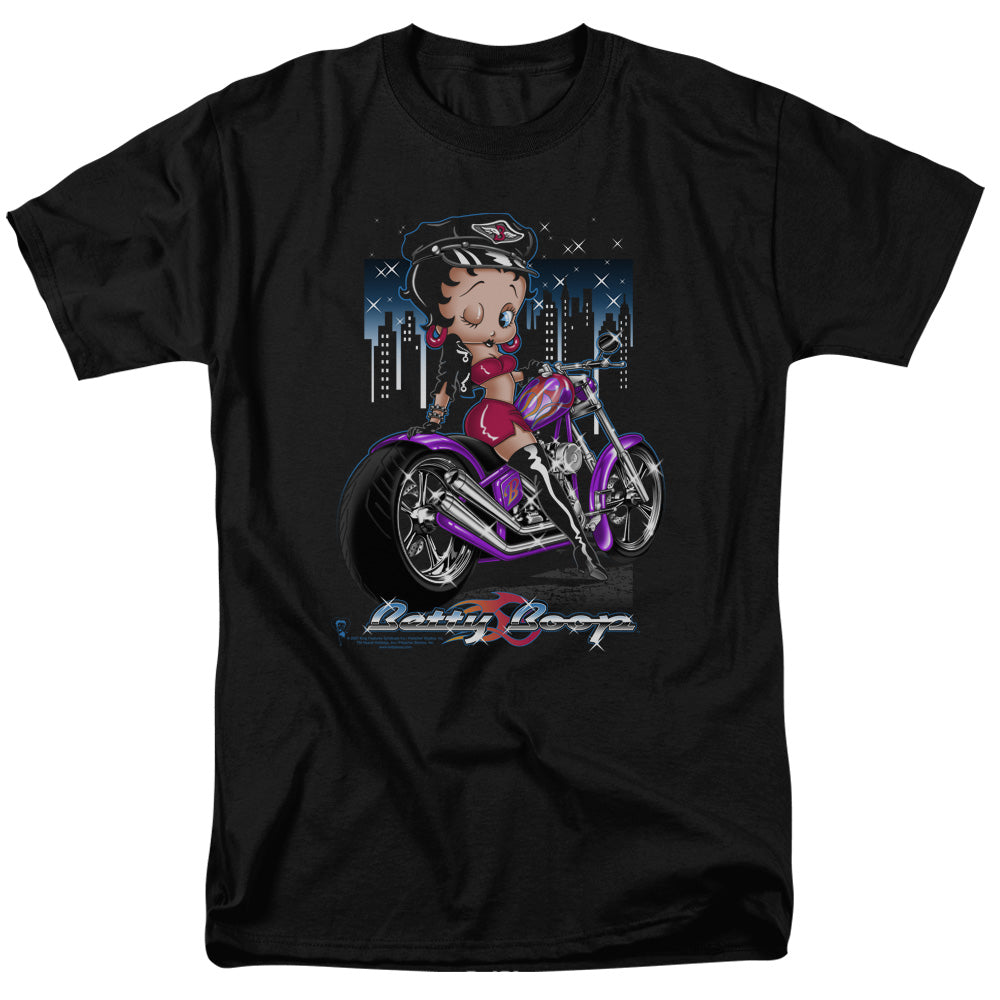 Betty Boop - City Chopper - Short Sleeve Adult 18/1 - Black T-shirt