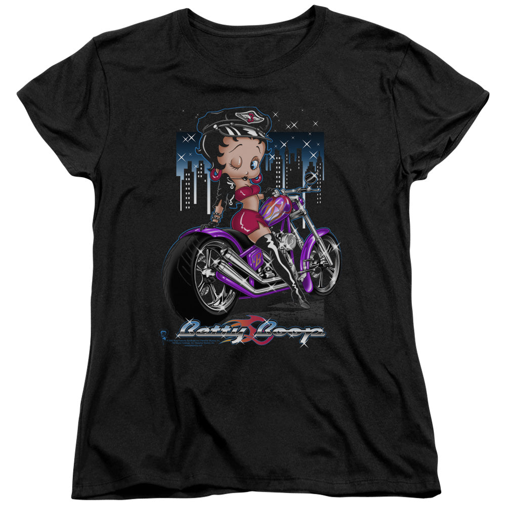 Betty Boop - City Chopper - Short Sleeve Womens Tee - Black T-shirt