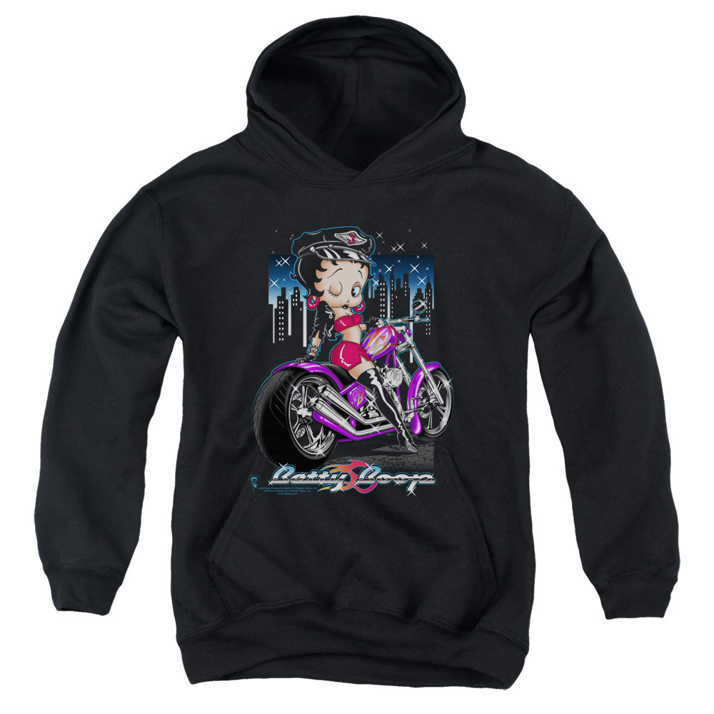 Betty Boop - City Chopper - Youth Pull-over Hoodie - Black