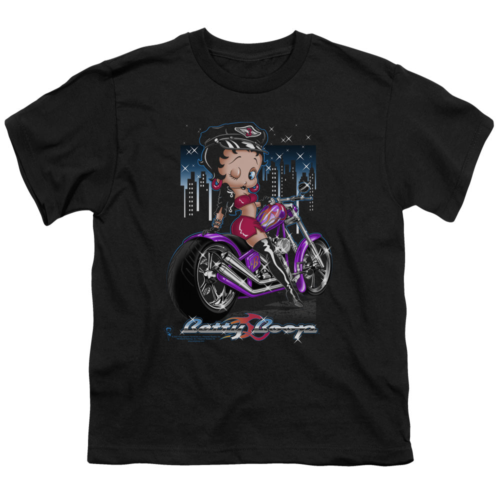 Betty Boop - City Chopper - Short Sleeve Youth 18/1 - Black T-shirt