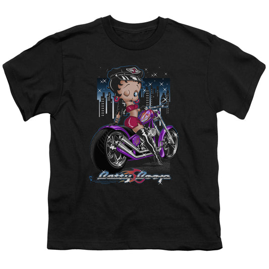 Betty Boop - City Chopper - Short Sleeve Youth 18/1 - Black T-shirt