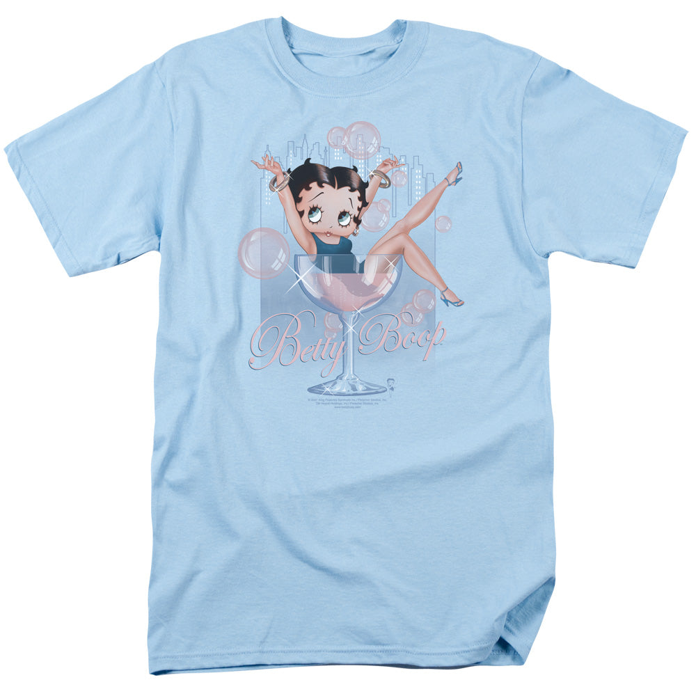Betty Boop - Pink Champagne - Short Sleeve Adult 18/1 - Light Blue T-shirt