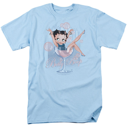 Betty Boop - Pink Champagne - Short Sleeve Adult 18/1 - Light Blue T-shirt
