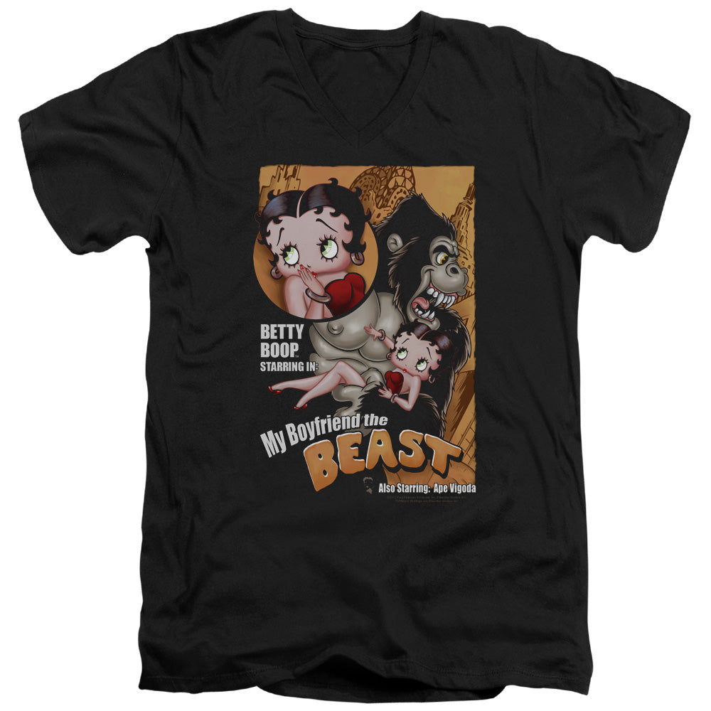 Betty Boop - Boyfriend The Beast - Short Sleeve Adult V-neck - Black T-shirt