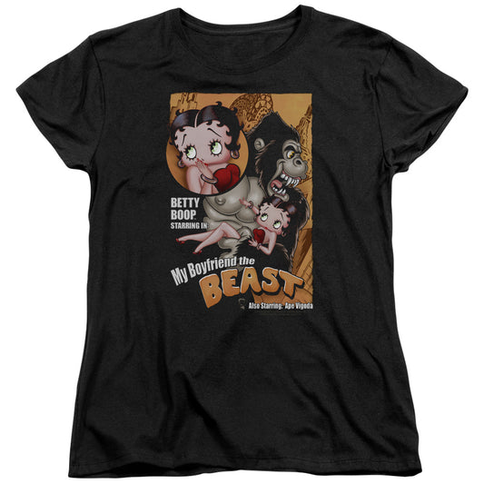Betty Boop - Boyfriend The Beast - Short Sleeve Womens Tee - Black T-shirt
