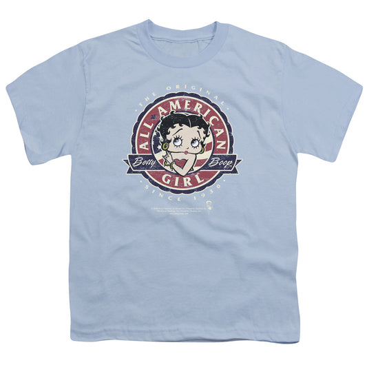 Betty Boop - All American Girl - Short Sleeve Youth 18/1 - Light Blue T-shirt