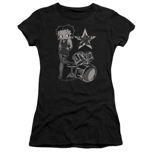 Betty Boop - With The Band - Short Sleeve Junior Sheer - Black T-shirt