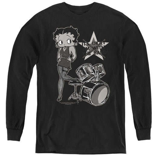 Betty Boop With The Band - Youth Long Sleeve Tee - Black