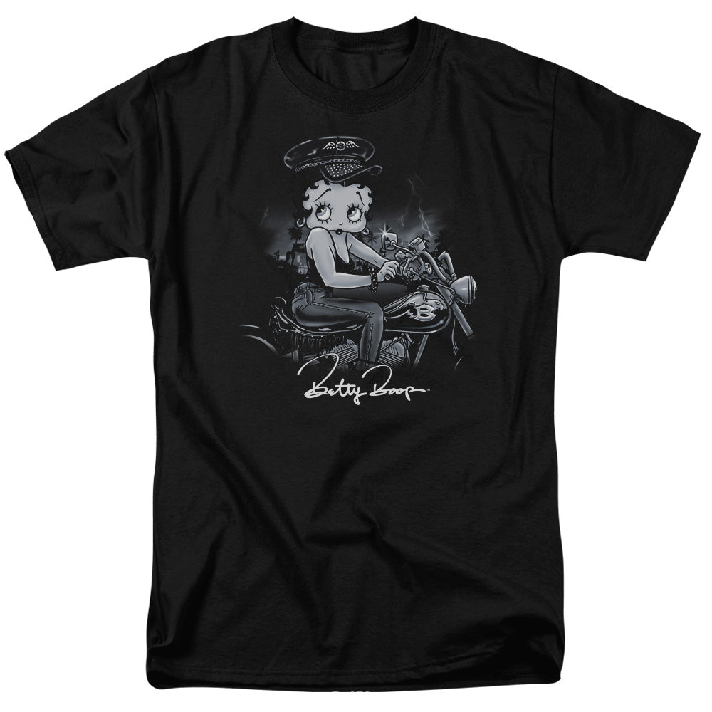 Betty Boop - Storm Rider - Short Sleeve Adult 18/1 - Black T-shirt