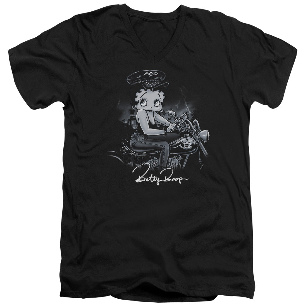 Betty Boop - Storm Rider - Short Sleeve Adult V-neck - Black T-shirt