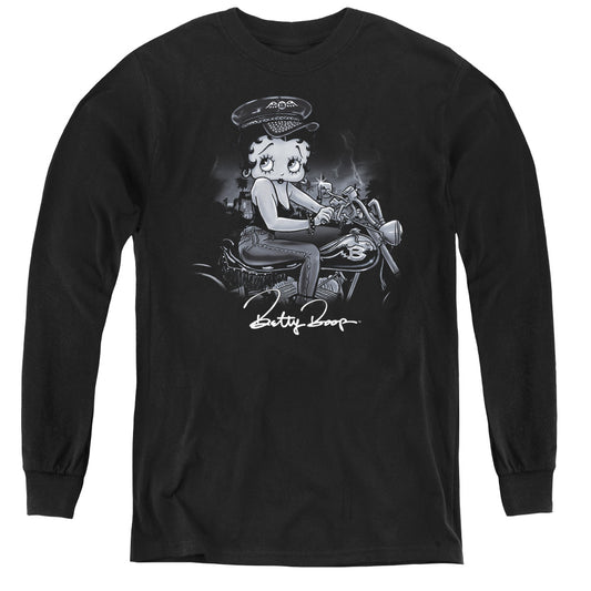 Betty Boop - Storm Rider - Youth Long Sleeve Tee - Black