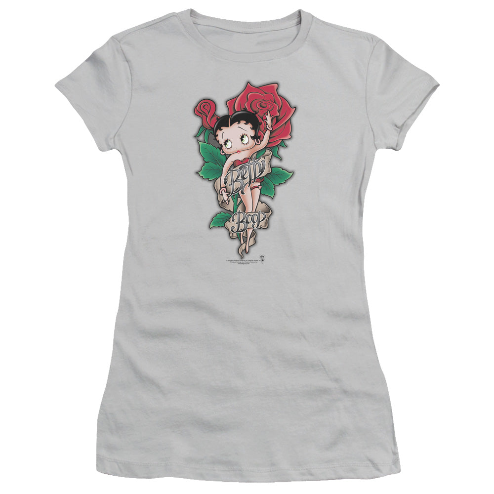 Betty Boop - Tattoo - Short Sleeve Junior Sheer - Silver T-shirt