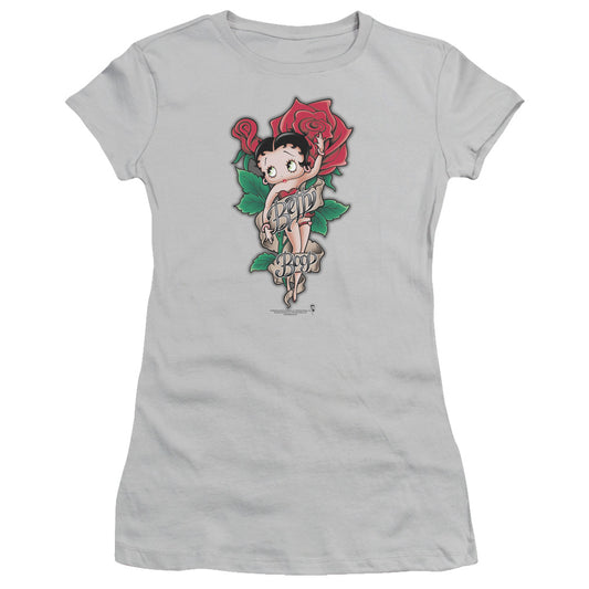 Betty Boop - Tattoo - Short Sleeve Junior Sheer - Silver T-shirt