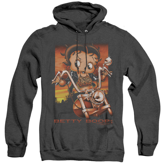 Betty Boop - Sunset Rider - Adult Heather Hoodie - Black