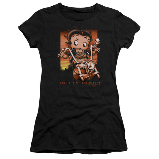 Betty Boop - Sunset Rider - Short Sleeve Junior Sheer - Black T-shirt