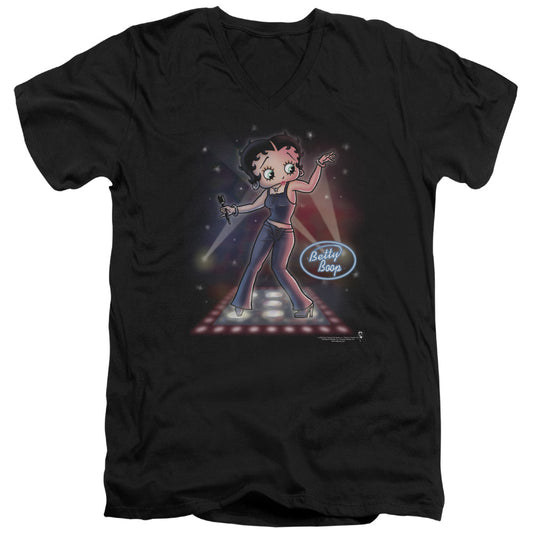Betty Boop - Pop Star - Short Sleeve Adult V-neck - Black T-shirt