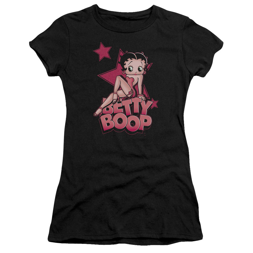 Betty Boop - Sexy Star - Short Sleeve Junior Sheer - Black T-shirt