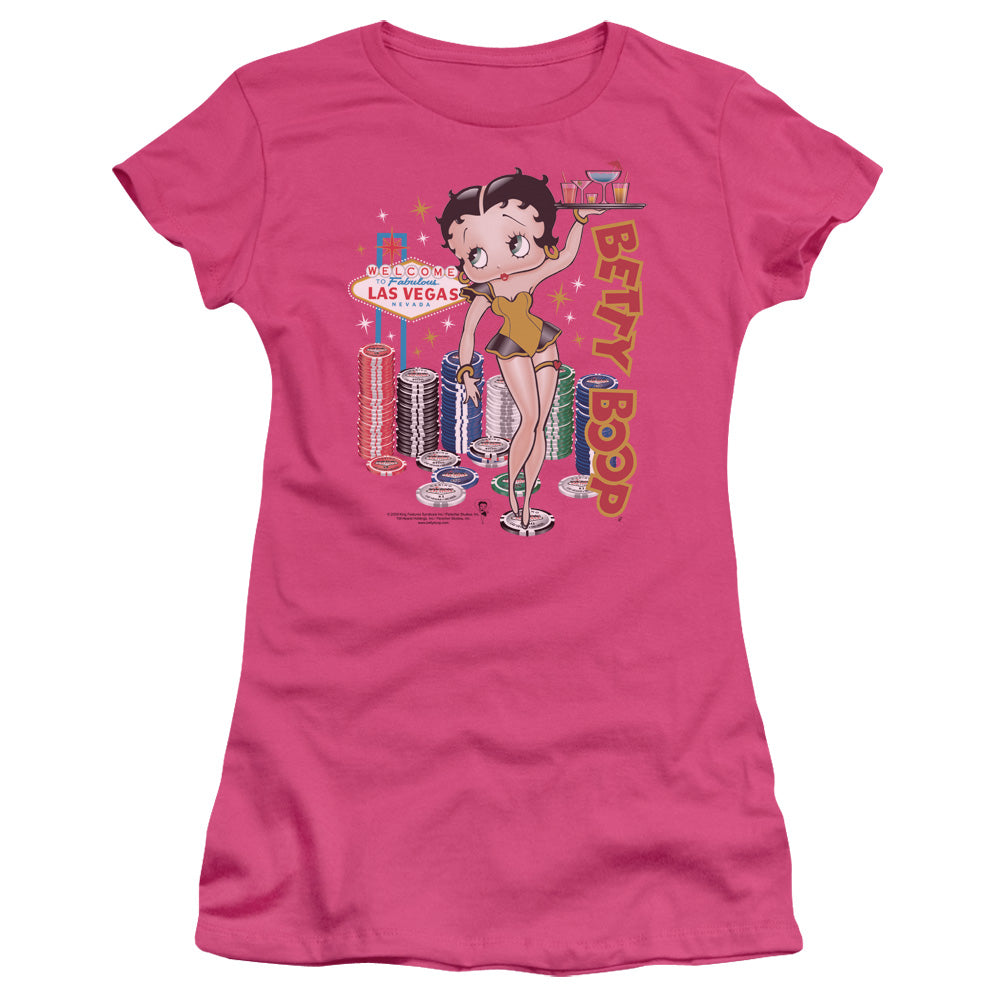 Betty Boop - Wet Your Whistle - Short Sleeve Junior Sheer-hotpink T-shirt