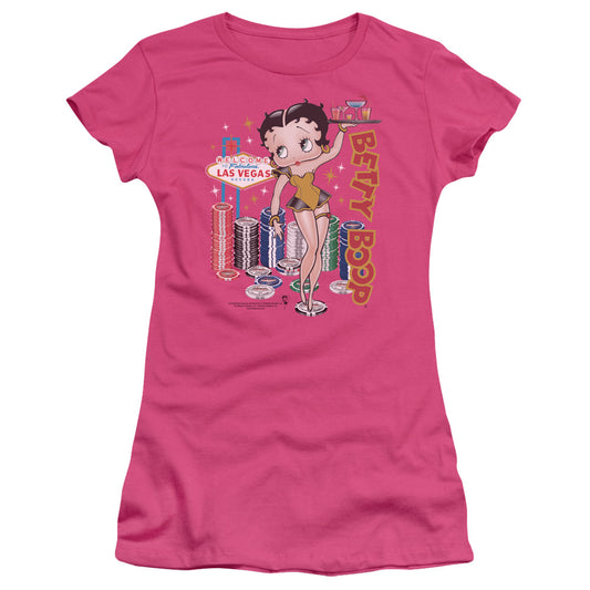 Betty Boop - Wet Your Whistle - Short Sleeve Junior Sheer-hotpink T-shirt
