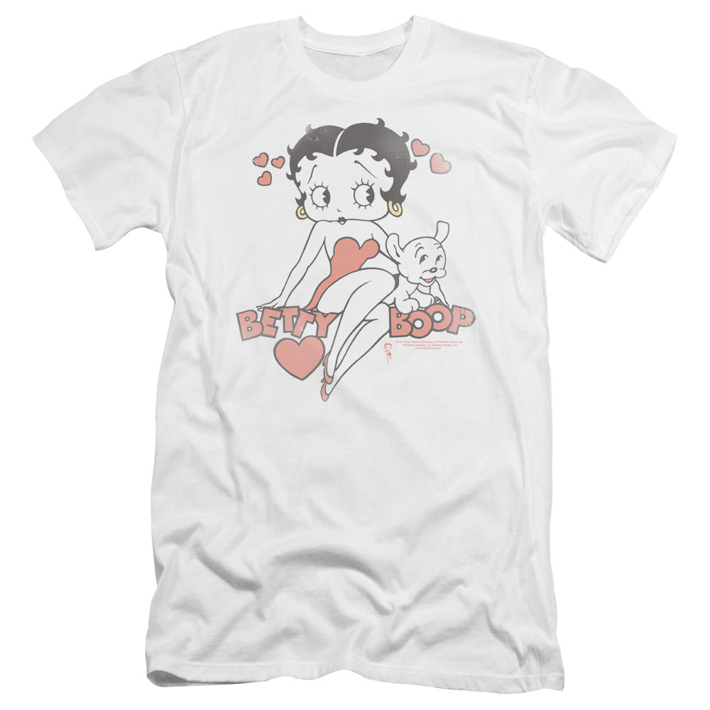 Betty Boop - Classic With Pup-premuim Canvas Adult Slim Fit 30/1 - White