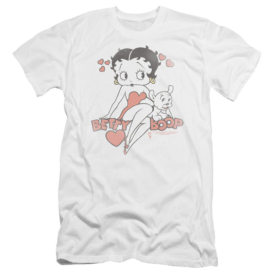 Betty Boop - Classic With Pup-premuim Canvas Adult Slim Fit 30/1 - White