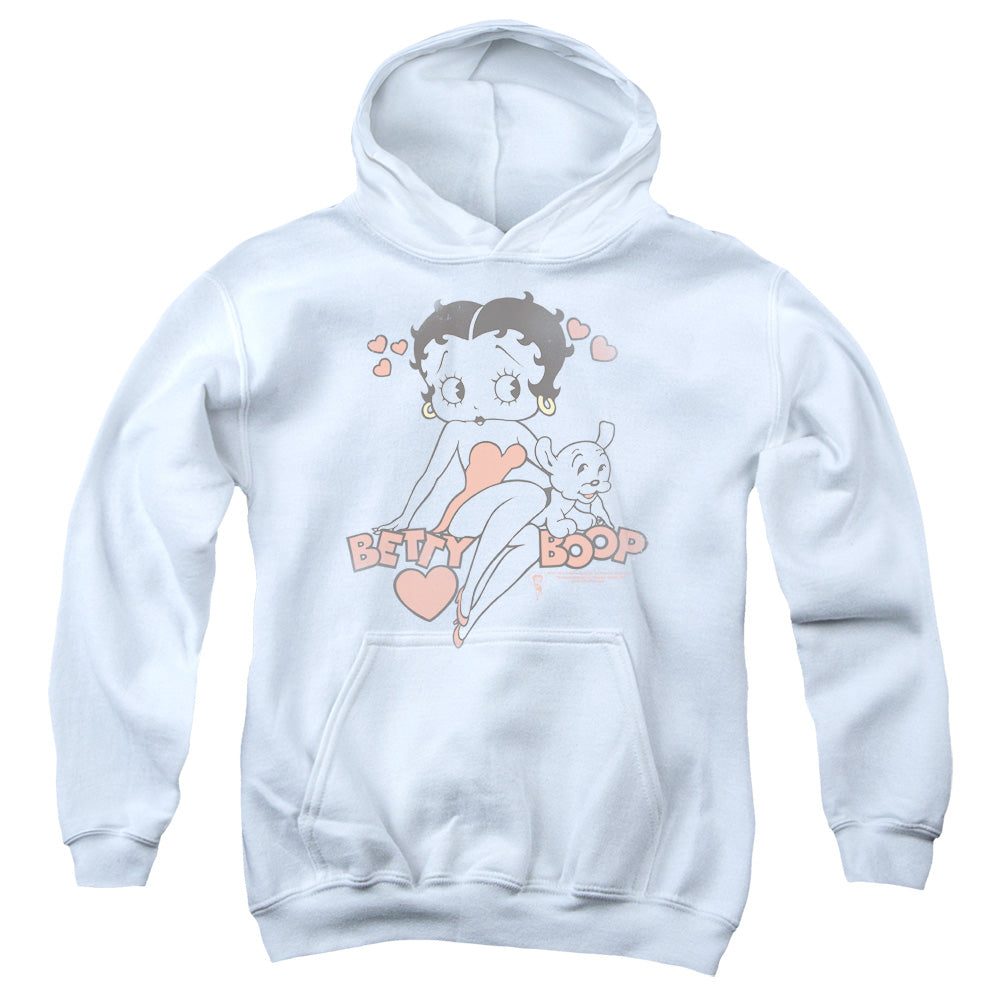 Betty Boop - Classic With Pup - Youth Pull-over Hoodie - White