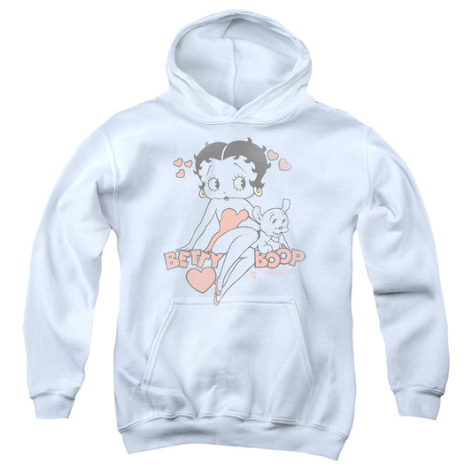 Betty Boop - Classic With Pup - Youth Pull-over Hoodie - White