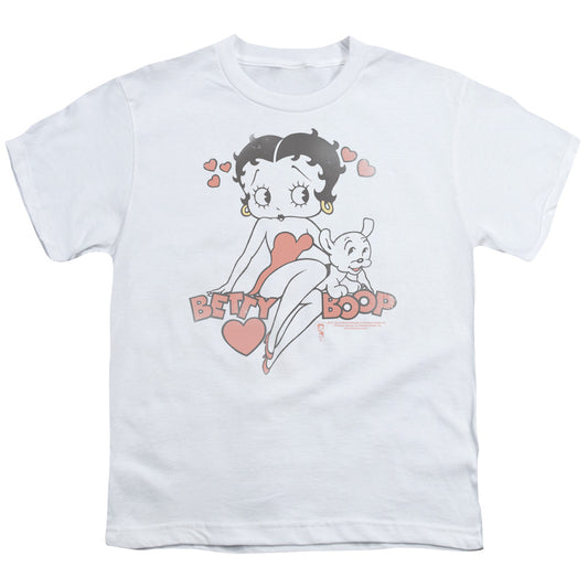 Betty Boop - Classic With Pup - Short Sleeve Youth 18/1 - White T-shirt