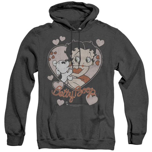 Betty Boop - Classic Kiss - Adult Heather Hoodie - Black
