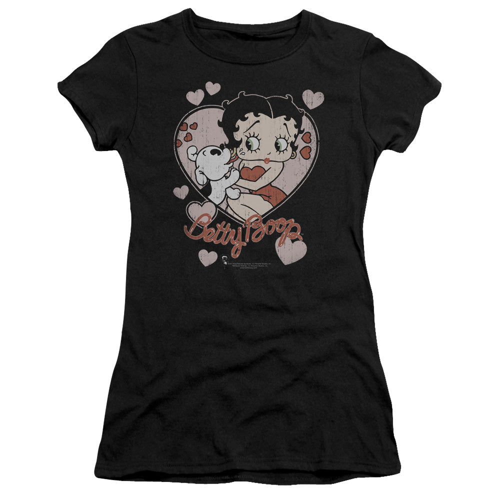 Betty Boop - Classic Kiss - Short Sleeve Junior Sheer - Black T-shirt