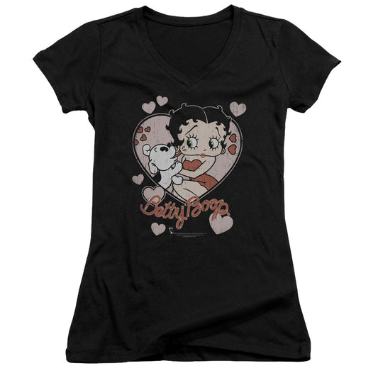 Betty Boop - Classic Kiss - Junior V-neck - Black