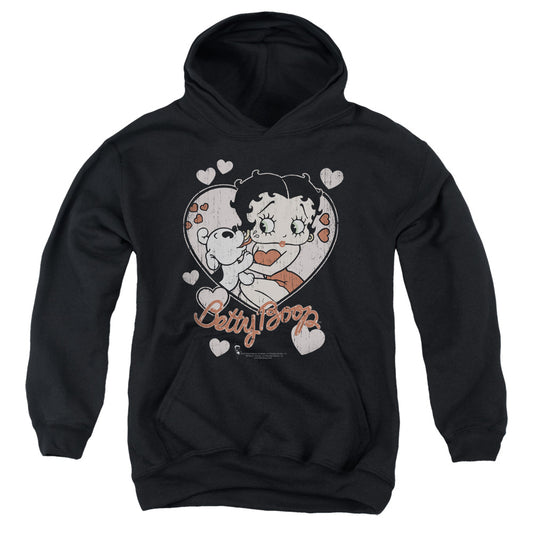 Betty Boop - Classic Kiss - Youth Pull-over Hoodie - Black