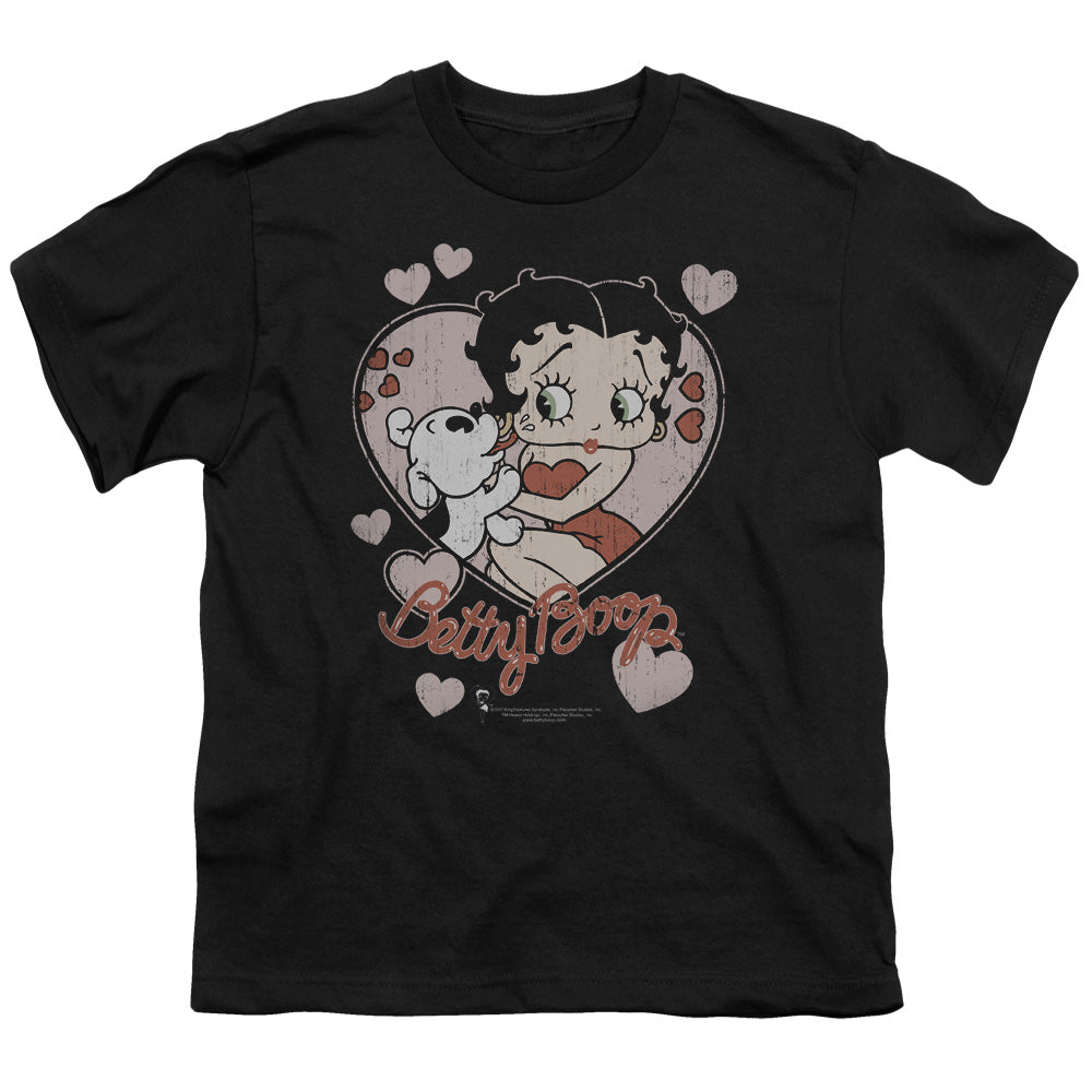 Betty Boop - Classic Kiss - Short Sleeve Youth 18/1 - Black T-shirt