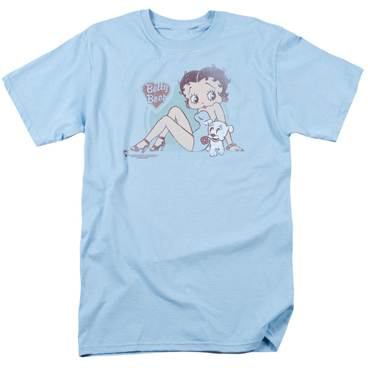 Betty Boop - Vintage Pin Pup - Short Sleeve Adult 18/1 - Light Blue T-shirt