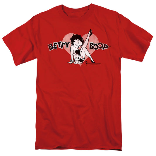 Betty Boop - Vintage Cutie Pup - Short Sleeve Adult 18/1 - Red T-shirt