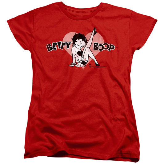 Betty Boop - Vintage Cutie Pup - Short Sleeve Womens Tee - Red T-shirt