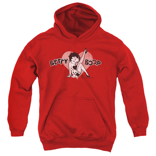 Betty Boop - Vintage Cutie Pup - Youth Pull-over Hoodie - Red