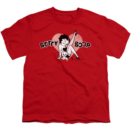 Betty Boop - Vintage Cutie Pup - Short Sleeve Youth 18/1 - Red T-shirt