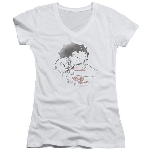 Betty Boop - Vintage Wink - Junior V-neck - White